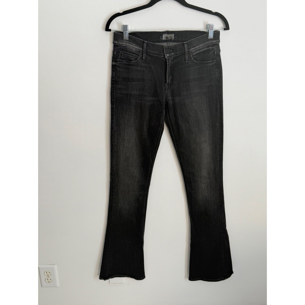 Mother The Runaway Faded Black Flare Jeans Size 28 Womens Stretch Denim USA